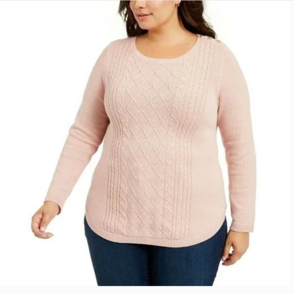 Charter Club Cable Knit Sparkle Sweater - Picture 1 of 9